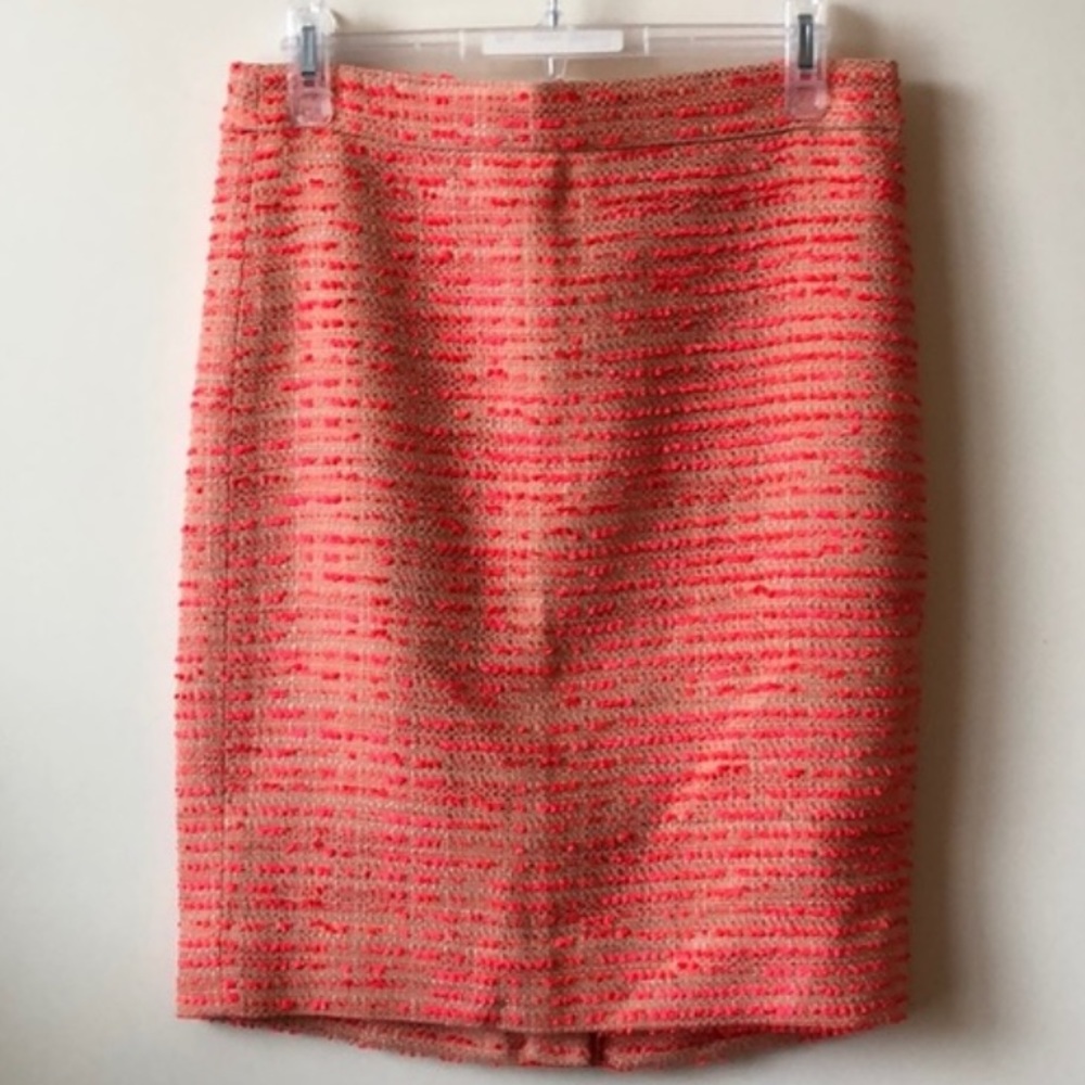 J. Crew bright pink tweed Pencil Skirt, EUC size 0